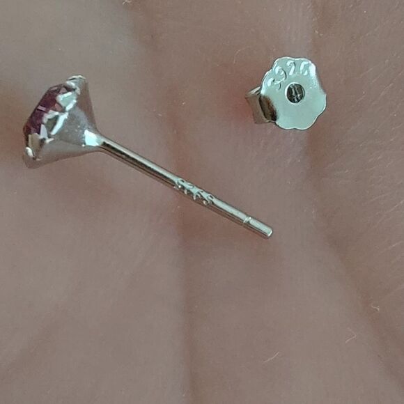 Platinum Plated 925 Silver June Birthstone CZ Stud Earrings - Picture 8 of 8